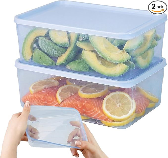 carrotez Flexible Freezer Storage Containers with lids, 2Pack 8.5cup Blue