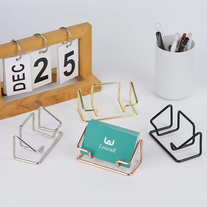 Business Card Holder for Desk, Cute Metal Card Organizers and Office Desk Accessories for Men and Women (Silver)