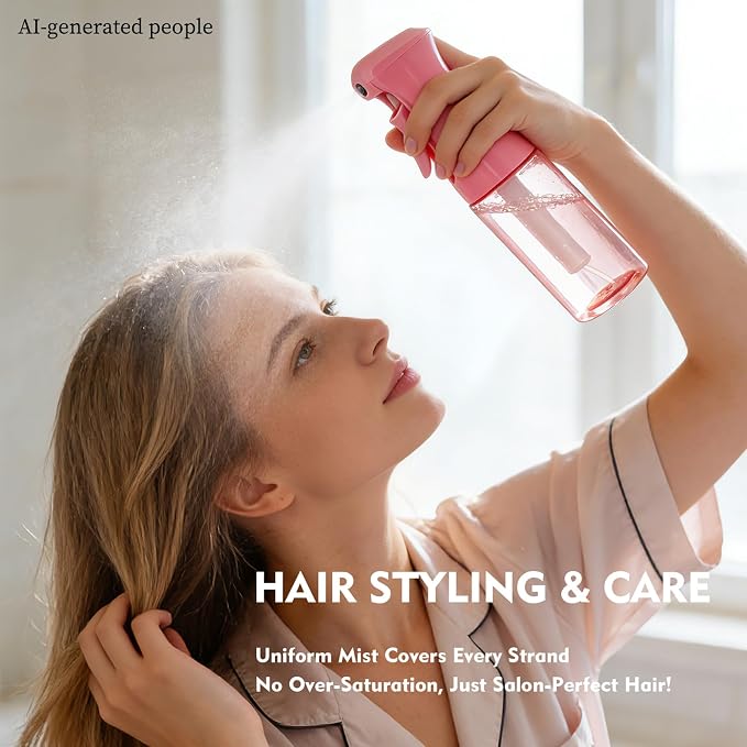 Continuous Spray Bottle, 6.8 OZ Hair Spray Bottles, Ultra-Fine Mister Spray Bottle for Hairstyling, Cleaning, Plants, Pets, Salons, and More (1 Pack)
