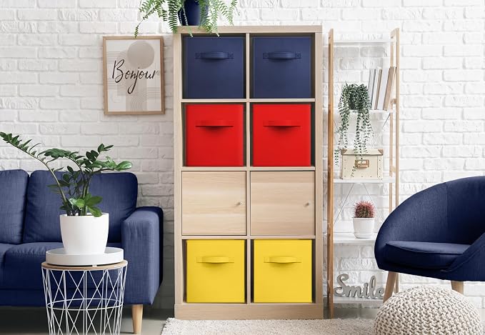 Sorbus Fabric Storage Cubes - 6 Foldable Storage Bins for Organizing Pantry, Cubbies, Toy Box - Clothes Storage & Closet Organizer - 13 Inch Collapsible Cube Baskets for Shelves with Handle