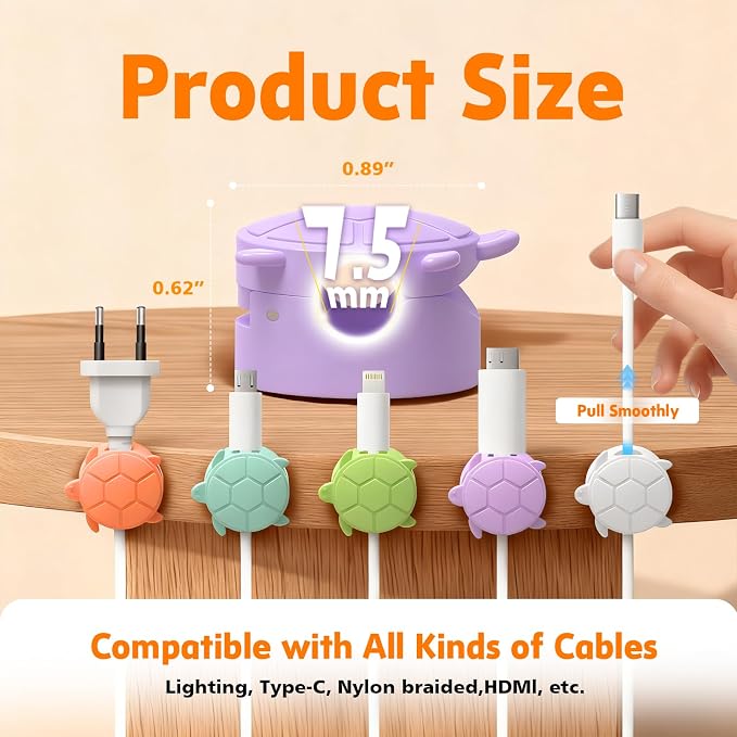 Lancord 8 Pack Rotatable Cable Clips, Cord Organizer Spring Clip Cord Holder for Nightstand Cable Holders for Cords, Dorm Room Essentials Cable Organizers Cable Management for Desk Office Car Wall