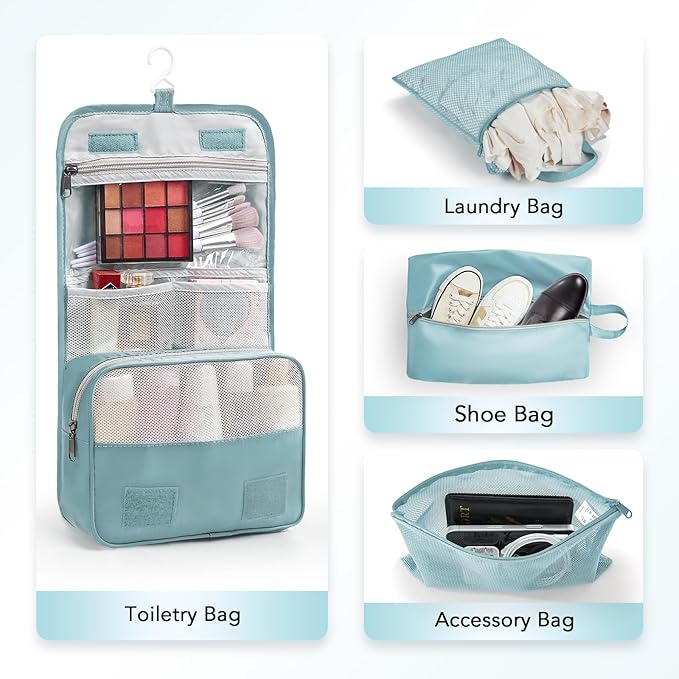 OlarHike 10 Set Compression Packing Cubes for Travel Essentials,Compressible Expandable Space Saver Bags for Organizing Clothes,Luggage Suitcase Garment Bags with Over 1000 pcs Mesh Holes(Blue Gray)