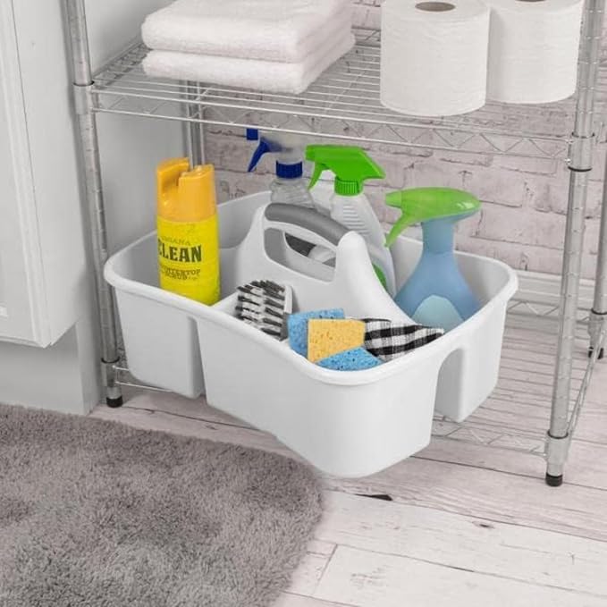 JOEY'Z Extra Large 5 Gallon Divided Cleaning Caddy Organizer with Handle | Cleaning Supplies for Housekeeping, Shower Caddy Portable, Shower Caddy Dorm - Cleaning Supplies Organizer 17.7 x 13.2 x 7.7