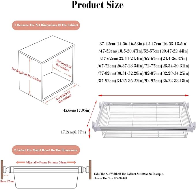 Pull-out Clothes Storage Basket,Stainless Steel Stackable Shelf Baskets Organizer,Stackable Storage Bins,Adjusted Width for Bedroom Office Bathroom(28.34-30.31in)