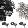 100 Pcs 1/3 Inch Black Nylon Cable Clip Wire Clamp, R-type | 8.4mm, Screw Mounting, Wire Management, Stainless Steel Screws Included