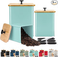 Kitchen Canisters Set of 3, Metal Flour Sugar Storage Containers with Airtight Lids-Canisters Sets for Kitchen with Customizable Chalkboard Labels & Marker Pen-Spice, Coffee Storage Jars(Blue)