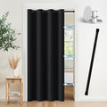 Vatge Magnetic Door Curtain with Rod - W52 x L76, 1 Panel, Black | Thermal Insulated Blackout Curtain for Room Darkening, No Drilling