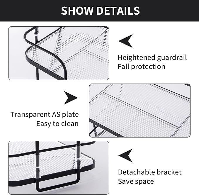 2 Tier Corner Bathroom Counter Organizer, Cosmetic Skincare Organizer, Bathroom Countertop Perfume Tray Vanity Organizer, Kitchen Spice Corner Storage Shelf