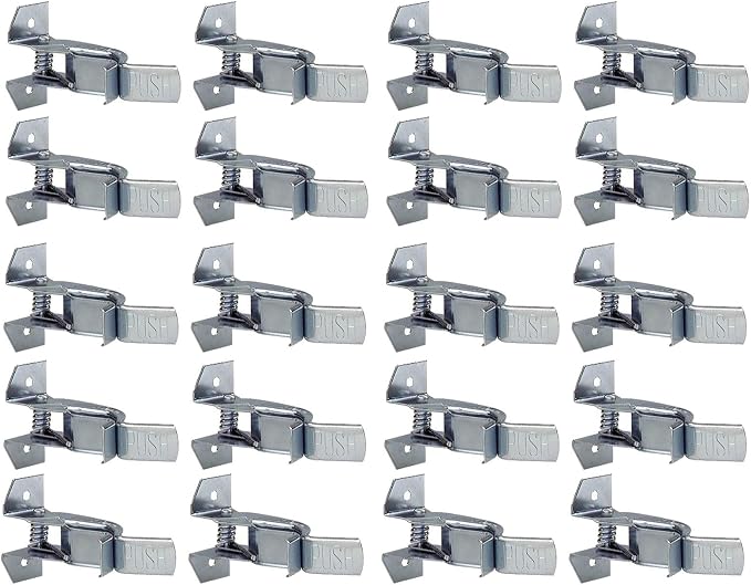 Heavy Duty Metal Gaint Spring Grip Clamp Tool Hanger Wall Orgainzer for Garage Closet Brooms and Mops Wall Mount Holder (Pack of 20)