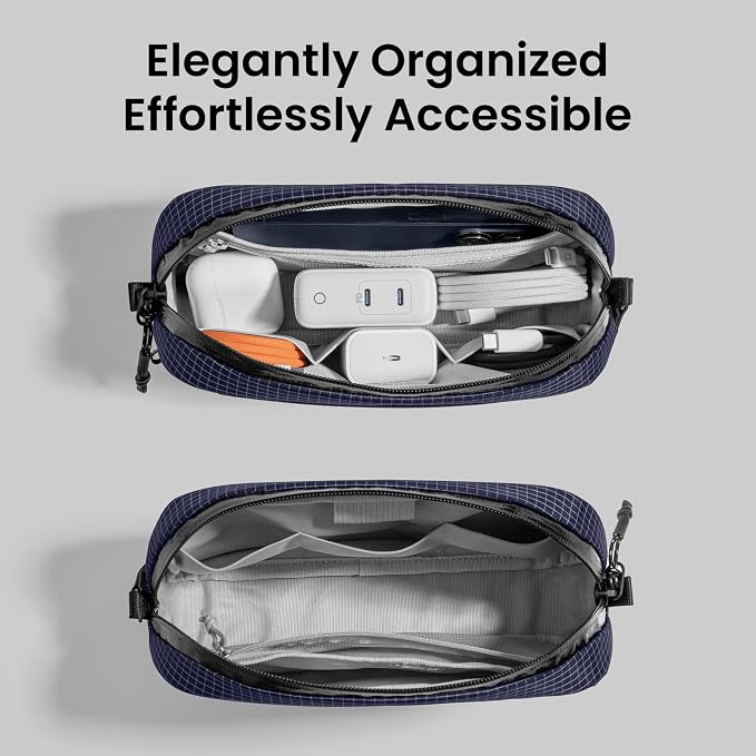 tomtoc Electronics Organizer Travel Case Performance, Cable Tech Pouch | Water Resistant Accessories Bag Carry Storage for Cord, Phone, Cables, Airpods, USB Flash Drive, Daily Items