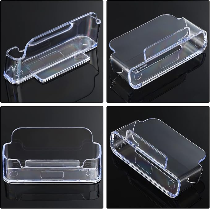 Leinuosen 50 Pack Business Card Holder for Desk Acrylic Business Card Holder Display Clear Label Stand Label Table Desktop Organizer for Home and Office