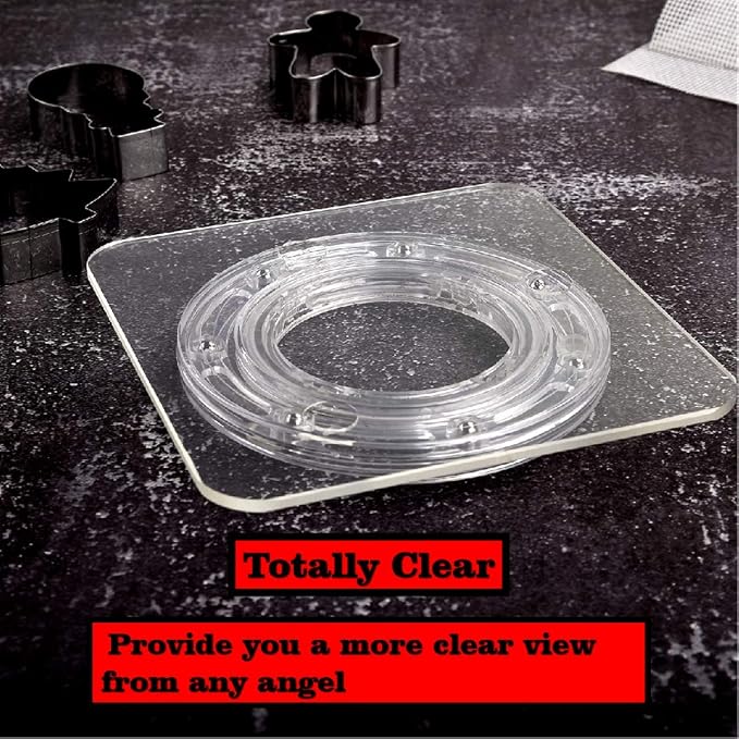 SANGLE SOPFFY 6.4-Inch Square Acrylic Cookie Turntable with Non-Slip Mat | Cake & Cupcake Decorating Rotary Stand (6.4 Inch)