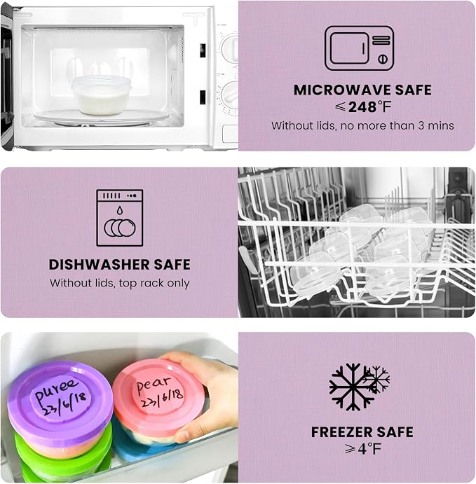 TOFLEN 5 oz Small Plastic Freezer Containers, 12 Pcs, Multicolor | Reusable Food Storage Containers with Twist Lids, BPA-free, Leakproof & Airtight, Freezer Safe, Dishwasher Safe