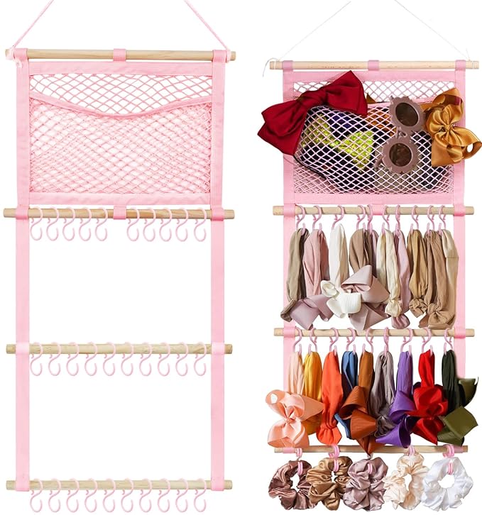 kangaroo Headband Holder Hair Bows Organizer for Baby Girls Nursery Decor | Large Capacity Headbands Holder | Wall Hanging-15"L x 30"H | Easy to Grab | Nursery Essentials | Baby's bows Organizer