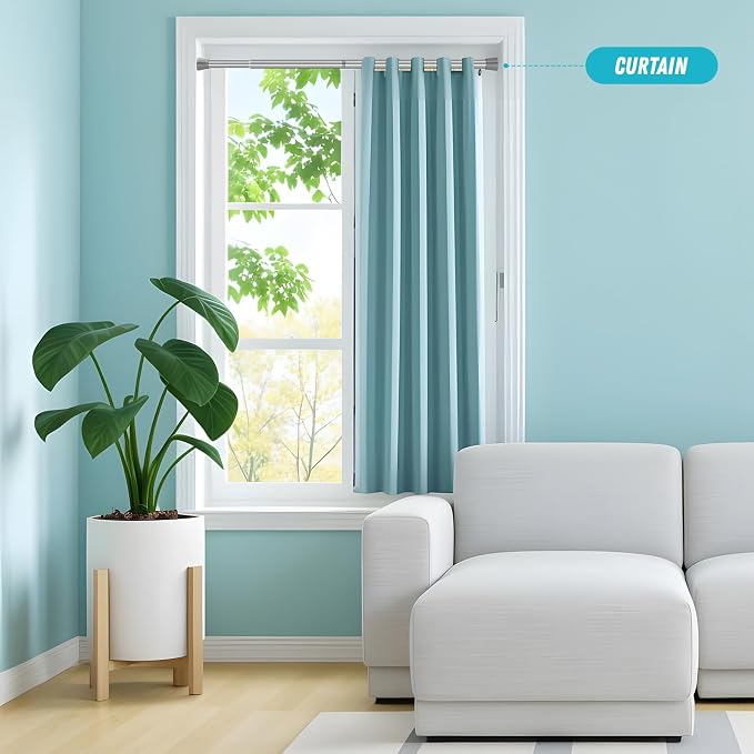 Tension Rods for Windows 28 to 48 Inch 2Pack Silver Tension Curtain Rods No Drilling Expandable Pressure Curtain Rod Adjustable Tension Rods for Windows,Closet,Doorway