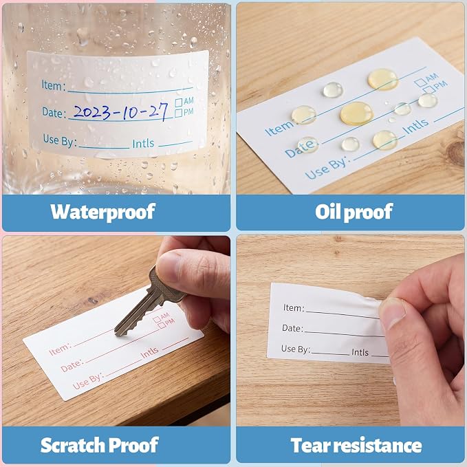 3 Rolls 1500 Pieces Removable Food Labels, 1 x 2 Inch Date Stickers for Freezer, Refrigerator Food Containers - Easy to Write