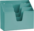 Acrimet Horizontal Triple File Folder Holder Organizer, Open Top Desktop Document Sorter for Letter Size Papers & Folders, Plastic (Solid Green) | 3 compartments to separate and organize documents, folders and papers