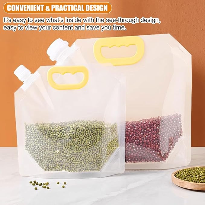 【15 Pack】Food Storage Bags Grain Moisture-proof Sealed Bags Stand Up Packaging Pouches Large Reusable Sealed Bag with Handle and Cap BPA Free,16.7"x14"