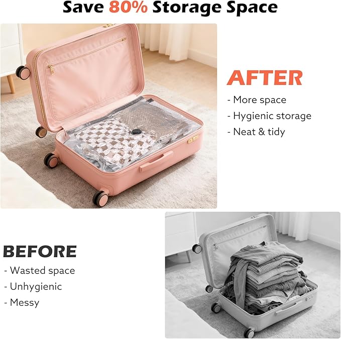 Travel Vacuum Bags with Wireless Charging Air Pump, 15 Pack Vacuum Seal Bags with 3 Sizes for Clothing Travel, Space Saver for Luggage, Business Trip, Home Storage