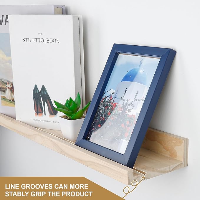 48 Inch Natural Pine Wood Floating Shelves for Bedroom, Wide Picture Ledge Set of 2, Wall Mount Unfinished Shelf Can be Stained Nursery Book Shelves for Kids Bedroom Living Room Bathroom Kitchen