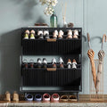 Shoe Cabinet Storage,Modern Freestanding Organizer with 2 Flip Drawers,Narrow Shoe Rack Cabinet for Entryway,Black