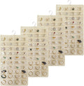 80 Pocket Hanging Jewelry Organizer with Hanger Metal Hooks Storage On Wall Door Closet Double-Sided(Each Side 40 Pockets) Jewelry Holder for Earrings, Necklaces, Rings (4 PACK BEIGE)