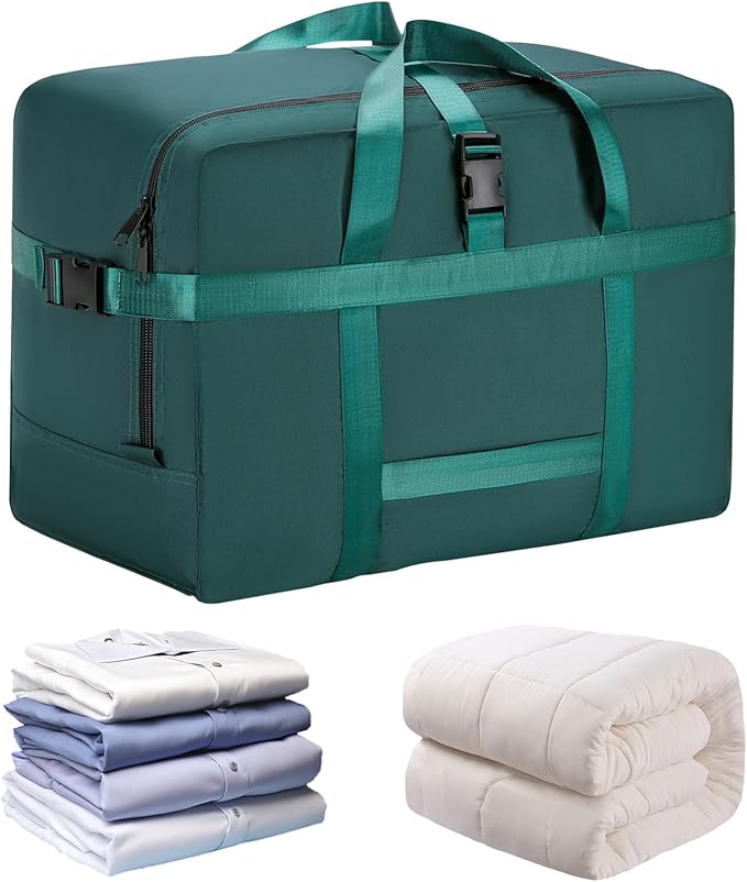 Upgrade Moving Bags Heavy Duty Extra Large, College Packing Bags for Moving Clothes, Moving Supplies & Boxes with Zippers and Handles, Storage Bags Moving Totes Camping Essentials (green, 74L)
