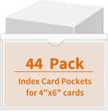 44 Pcs Storage Bin Labels, 4×6 in Index Card Holder, Clear Adhesive Pockets | Strong Adhesive, Waterproof & Clear, Removable with No Residue, for Tote Bin Box Drawer, Library Classroom Organization