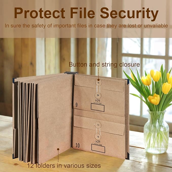 Expandable Important Document Organizer with Tabs & Pockets for Family | Expandable accordion filing, important document storage, labeled tabs & pockets, large capacity, quick access