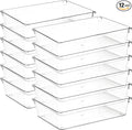 12 Pack Drawer Organizer - 6" X 9" Clear Acrylic Storage Bins with Non-Slip Pads, Versatile Desk Tray for Makeup, Jewelry, Kitchen, Bathroom, and Office Organization
