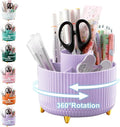 Cayxenful Pencil Holder For Desk,5 Slots 360°Degree Rotating Desk Organizers And Accessories,Desktop Storage Stationery Supplies Organizer, Cute Pencil Cup Pot For Office, School, Home (I-Purple)