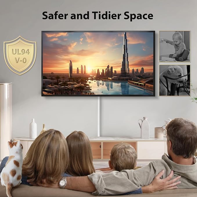 ZhiYo 68in Cord Hider for 2-3 Wall-Mounted TV Wires, 1.2"W x 0.55"H, White | Split-Hinge Design for Easy Installation, Half-Round Glazed Finish Ideal for Wall/Baseboard, Self-Adhesive, 4 Pack (17" Each)