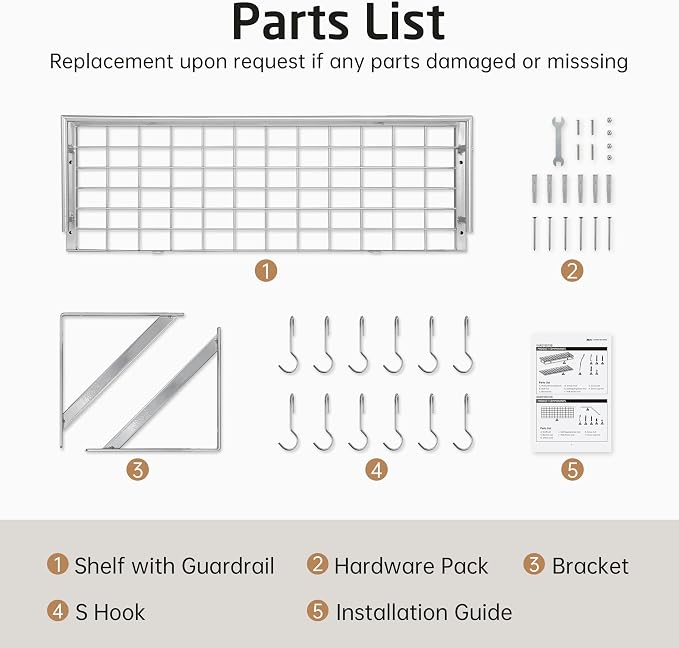 KES 30-Inch Silver Gray Pot Rack with 12 Sturdy Hooks, Wall Mounted | Holds 88 lbs, Cast Iron Pots and Pans Organizer, Kitchen Wall Hanging Hanger Shelves, Modern, KUR215S75A-SG