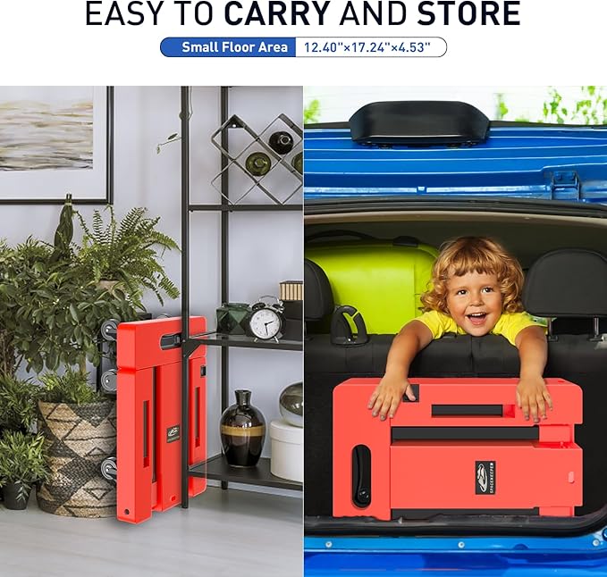 SPACEKEEPER Folding Hand Truck, 500 LB Heavy Duty Luggage Cart, Utility Dolly Platform Cart with 6 Wheels & 2 Elastic Ropes for Luggage, Travel, Moving, Shopping, Office Use, Orange
