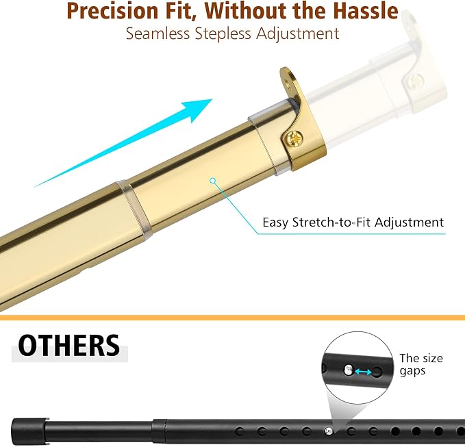 Adjustable Oval Closet Rod, 18-31 Inch, 90 Lbs Heavy Duty (Gold)