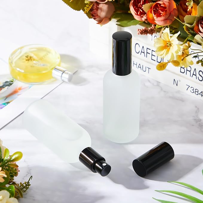 Tessco for you 20 Pcs 3.4 oz/100 ml Glass Spray Bottles Empty Perfume Atomizer Refillable Clear Decorative Empty Bottles with Fine Mist Sprayer Pump for Face Body Travel(Black)