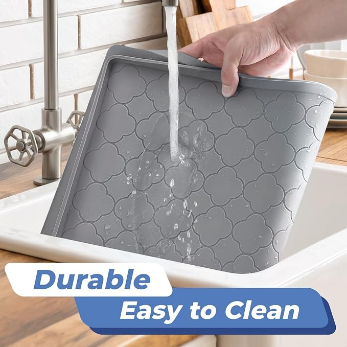 Jin&Bao Waterproof Under Sink Mat 31" x 22", Thick Silicone Mat Cabinet Protector for Kitchen and Bathroom, Shelf Liner, Home Organizer and Storage, Multipurpose Tray for Gadgets and Essentials