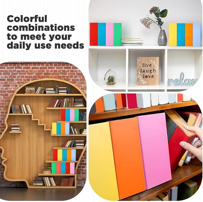 Jutom 32 Pcs Magazine File Holder Set Including Colored Foldable Desk File Holder Organizer White Label Stickers Cat Pen Cardboard Magazine Storage Box for Document School Office(Solid,Classic)