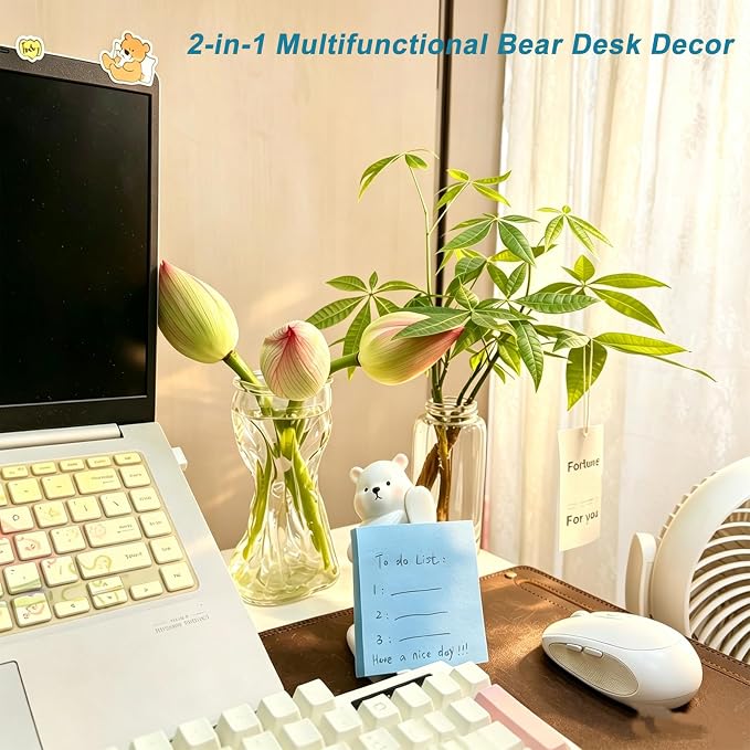 Blue White Bear Pop-Up Sticky Note Dispenser 2-in-1 Phone Stand with 3x3 Notes