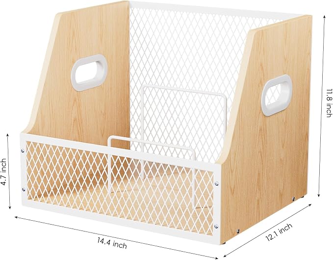 Vinyl Record Storage, Wooden Crate for Record Holder Album Storage for 7/10/12 inch 60+ Vinyl Magazine File Holder Natural Beige