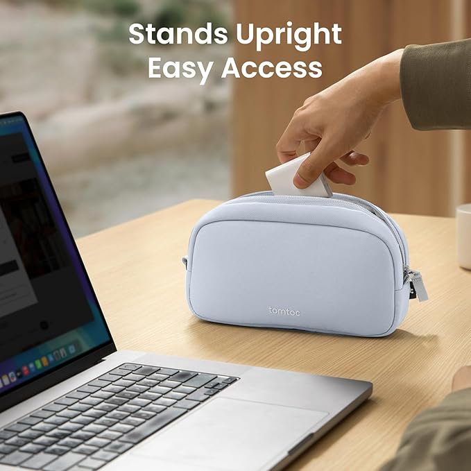 tomtoc Electronics Organizer Travel Case, Cable Organizer for Essentials | Water Resistant Tech Pouch Accessories Travel Bag Carry Storage for Cord, Phone, Cables, Airpods, USB Drive, Daily Items