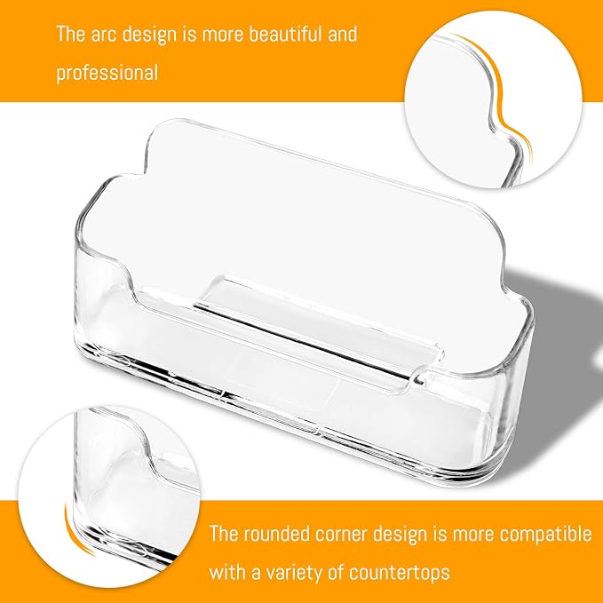 2 Pack Clear Business Card Holder for Desk, Plastic Business Card Display Desktop Acrylic Business Card Stand for Office, Exhibition Booth