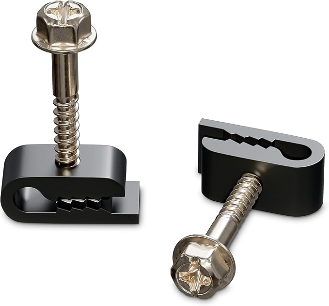 THE CIMPLE CO Mini Screw-in Cable Clips and Fasteners - Indoor/Outdoor Single Screw Clips - 3mm Wire Clamps for Fiber Optic Cables and Thermostat, Ground Wires - 3 mm (1/10 Inch), Black, 100 PCS