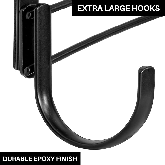 LYNK Professional® Home™ Over the Door Hooks - 5 Hook – Over the Door Coat Rack - Over the Door Hanger - Hanging Towels or Clothes - Bathroom, Bedroom, Laundry Room - Lifetime Ltd. Warranty, Black