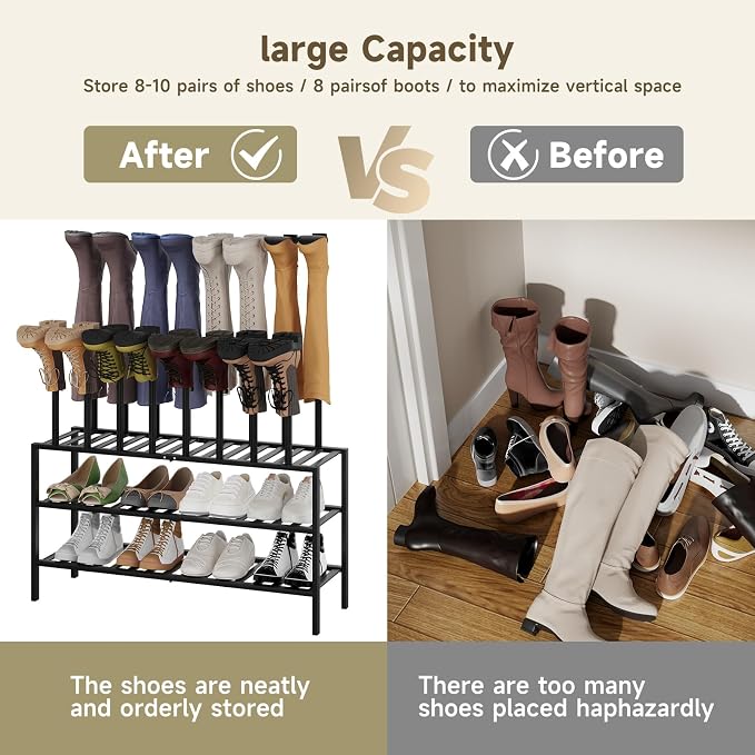 Detachable Boot Rack For Tall Boots Organizer,Outdoor Shoe Rack Storage | 3-Tier Multiuse Shoe Rack For Tall Boots,Closet Organizers And Entryway Storage,Suitable For All Seasons