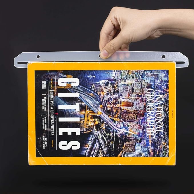 40Pcs 3 Hole Punched Magazine Holders, 3 Ring Binder Insert Strip, White | ‌Punch-Free for Magazines, Magazine Organizer