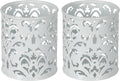 EasyPAG White Pen Holder for Desk, 2 Pack Round Pen Organizer, Brush Holder for Vanity, Metal Pencil Cup Organizer for Home, Office, Classroom, School