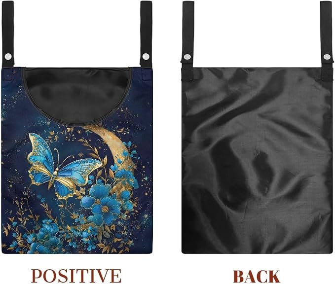 Butterfly Clothespin Storage Moon Hanger Bags Laundry Clothespin Bag with a Large Opening, Hanging Storage Organizer with Hanging Rope for Home Outdoor Waterproof Clothespin Storage