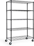 CAPHAUS NSF Commercial Grade Wire Shelving w/Wheels, Leveling Feet & Liners, Storage Metal Shelf, 36 x 18 x 76 5-Tier No Liner (RWW-CH36185HDW-BK@CH-CM)