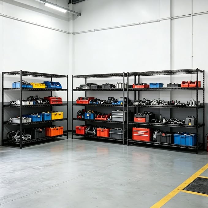5 Tier Wire Shelving 3 Pack | 55”W Storage Shelves Heavy Duty | Rolling Wire Rack with Wheels | 3250 LBS Metal Shelving | Garage Shelving Units and Storage | Adjustable Layer Height | 55”W×18”D×73”H